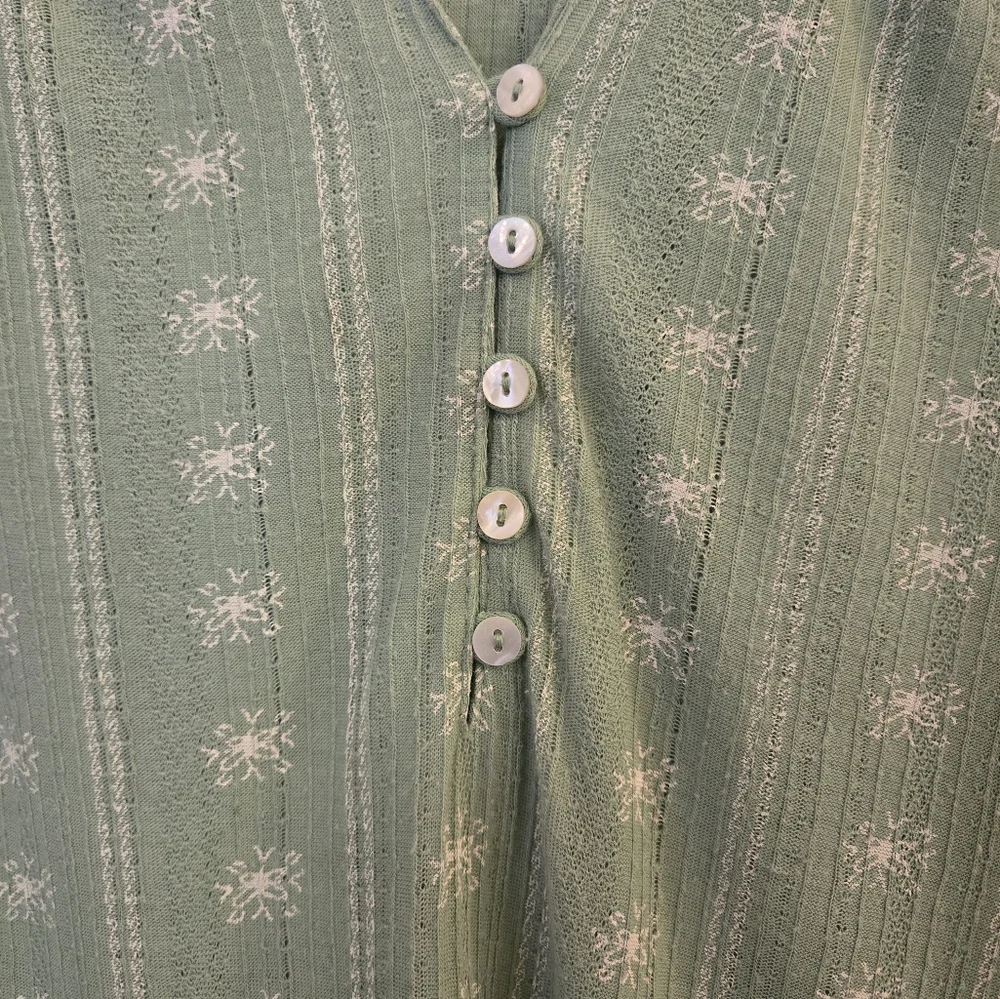 LUCKY BRAND Green & White Floral Printed Sleeveless Top - Size Medium - Picture 4 of 9